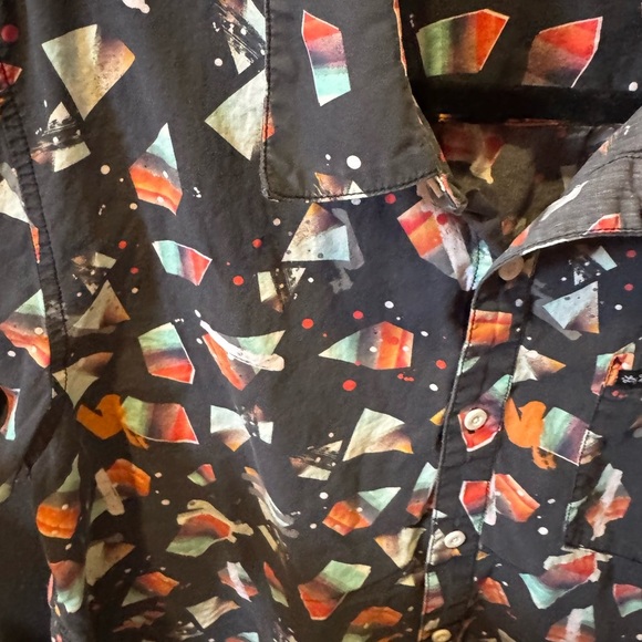Men’s LRG Colorful Geometric Print Button Up Shirt - Picture 3 of 4